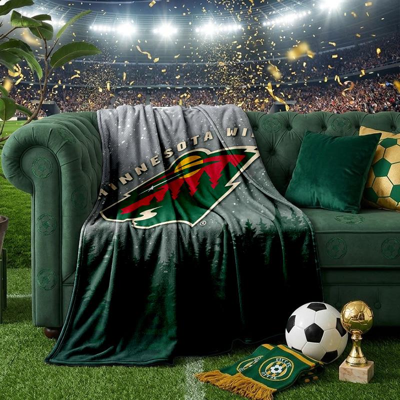 Minnesota-Wild Hockey Team Throws Blanket Flannel Blankets Plush for Couch Bed Gifts for Men Women Travel picnic blanket Christmas fan gifts