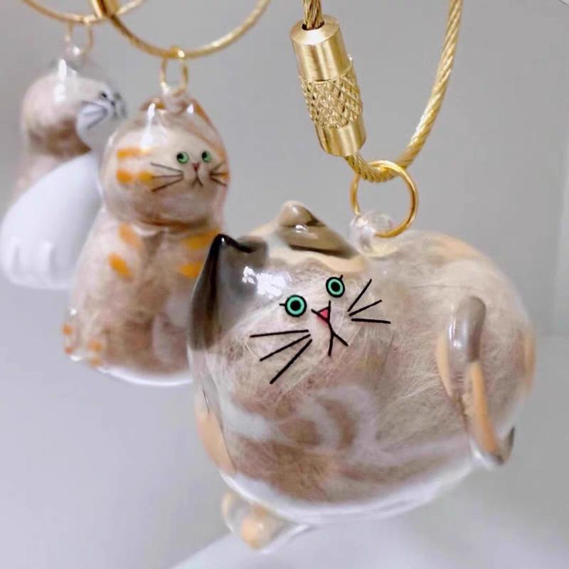 3Pcs My Pet'S Fur Container Cat Hair Storage Box Hanging Cat Keychain Pendant Pet Hair Grooming Souvenirs Bag Hanging Decor