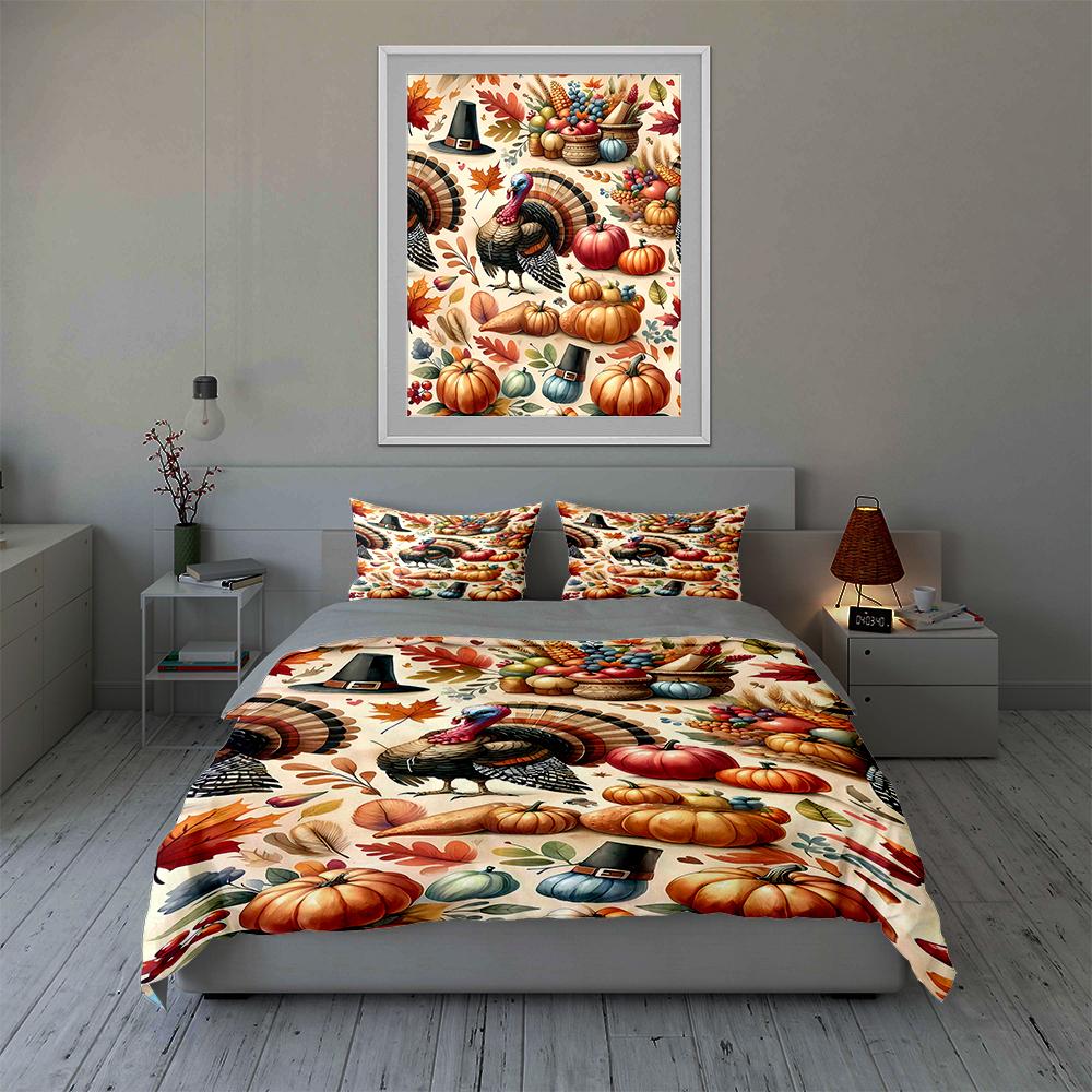 Turkey harvest theme. Bedding Duvet cover sets Duvet covers Pillowcases gifts (1 * Duvet Cover 2 * Pillowcases, without duvet insert)