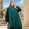 Womens Wool Blend Scarf Winter Warm Shawl Soft Solid Color Knit Wrap With Fringe Korean Style
