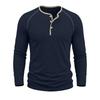 Spring Autumn Men's Cotton Henry Collar T-Shirts American Style Fashion Smart Casual Tees Tops Men Patchwork Breathable Tshirt