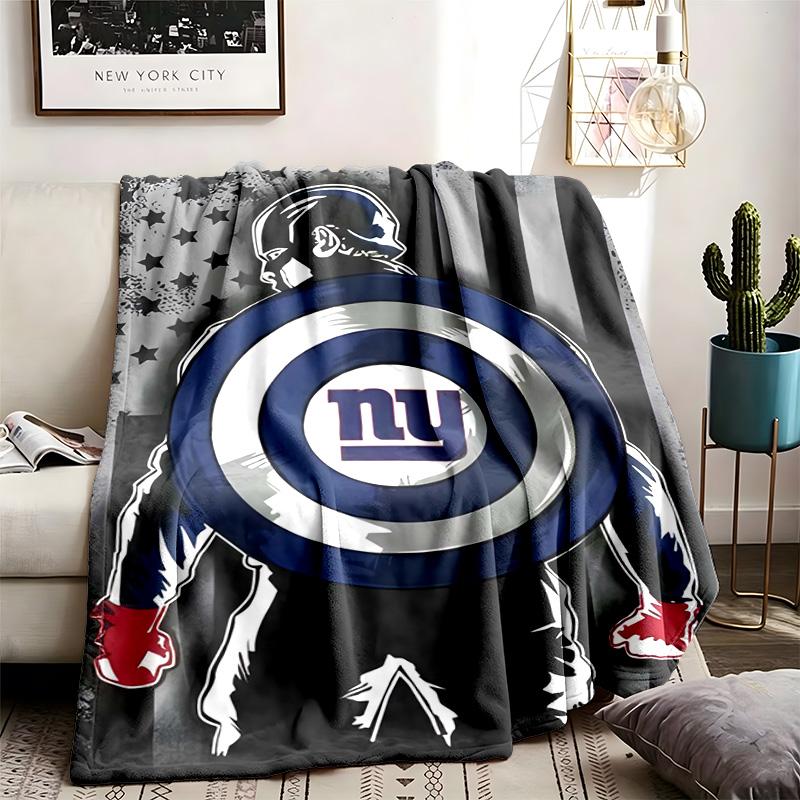 New York Giants Theme Personalized Outdoor Flannel Blankets Soft And Suitable For All Seasons Perfect For Sofas Beds And Camping