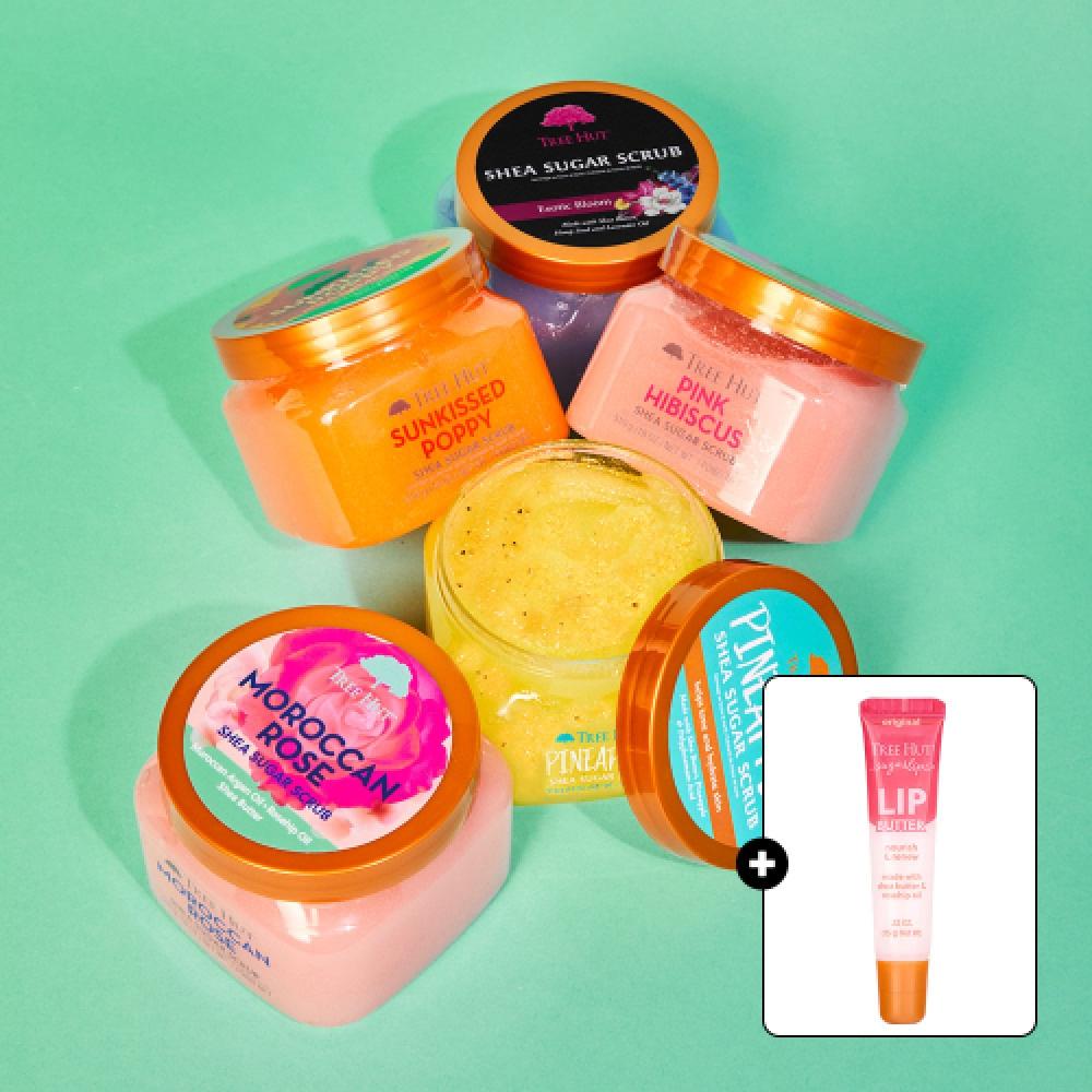 Tree Hut Tree Hut Shea Sugar Body Scrub 510g Set Of 2  + Original Lip Butter Gift Sunkist Puppy/Sunkist Puppy