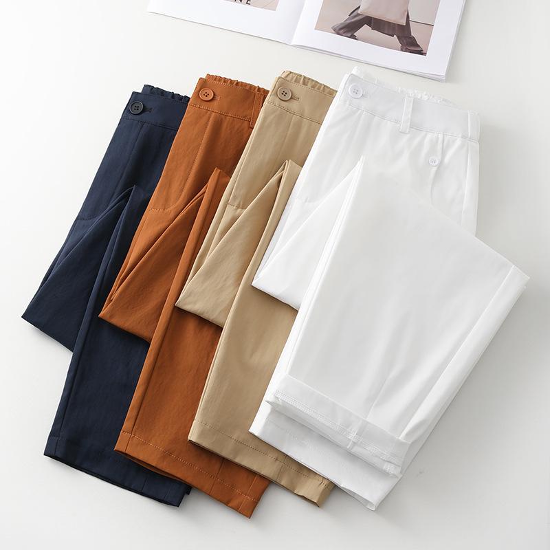 Women's Khaki High-End Drapey Casual Harem Pants - Summer 2025 Collection Thin Suit Carrot Style