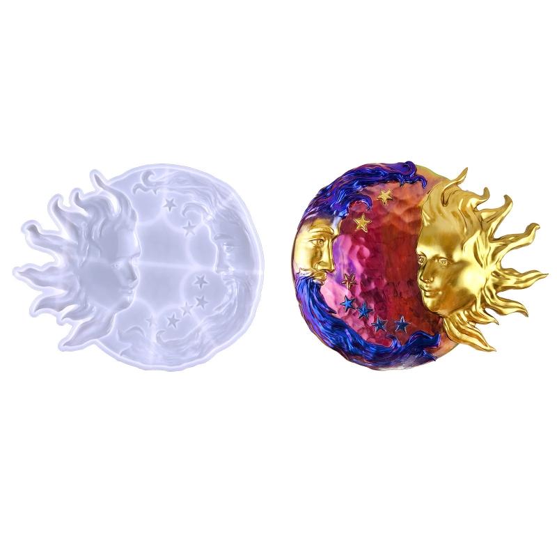 Pro Sun Moon Face Silikonové formy na podnosy Zábavná dekorace Pryskyřičná forma DIY řemeslné potřeby Výroba pro podtácek Klíčenku Nástěnnou dekoraci