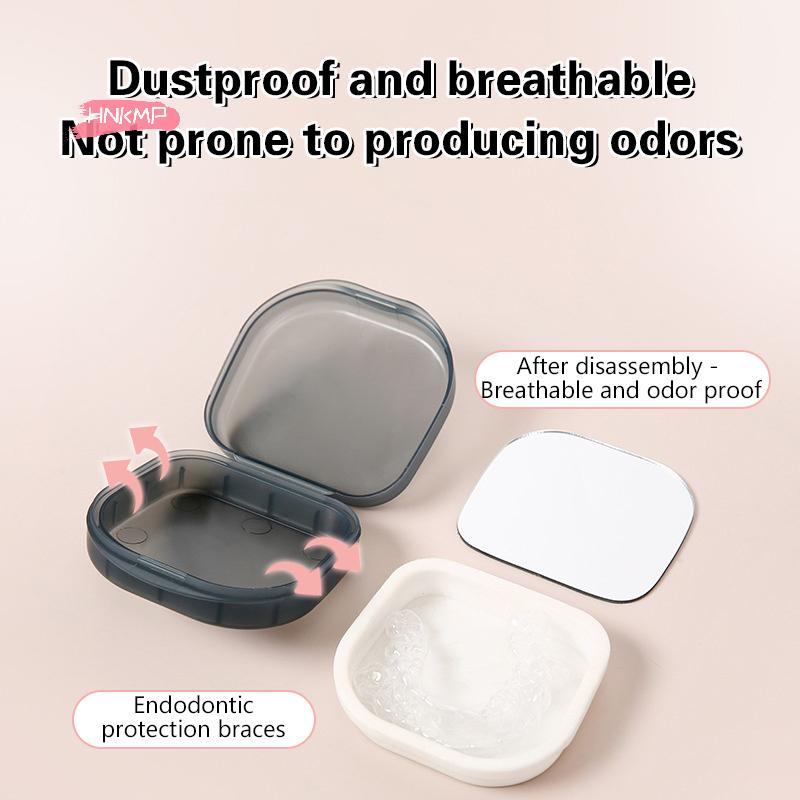 Portable Denture Storage Box Elderly Invisible Braces Orthodontic Retainer Case Dustproof Container with Cover for False Teeth