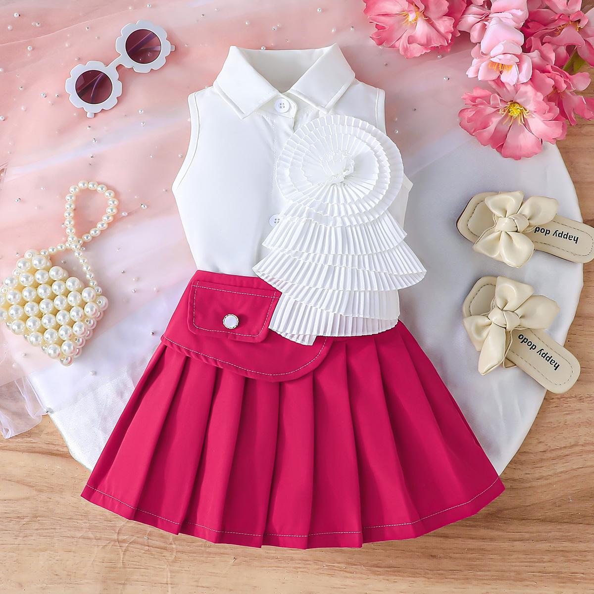 

Baby Girls Sleeveless Collared Dress with Pleated Ruffle Accent, Stylish Party Outfit 6-9M вишня