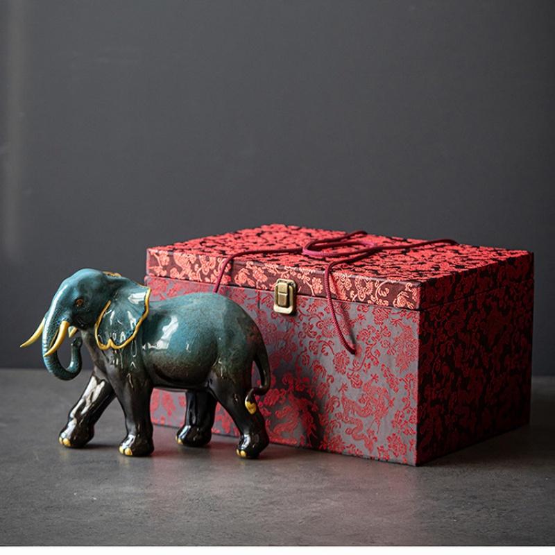 Feng Shui Keramik kreative Elefantenornamente für Wohnzimmer zu Hause, TV-Schränke, Weinschränke, Dekorationsartikel und Geschenke für