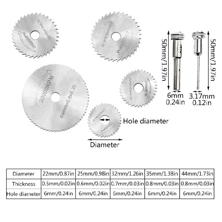 7Pcs High Speed Steel Circular Saw Cutter For Rotary Tool with Shank Hss Cutting Disc Wood Plastic