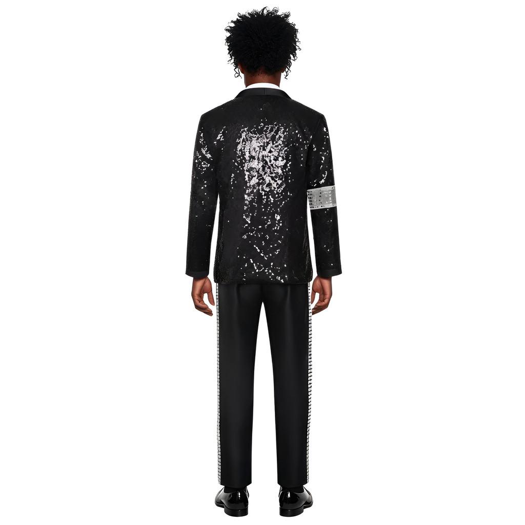 Costume di Scena Michael Jackson Tuta da Esibizione con Paillettes per Spettacolo di Danza Moderna