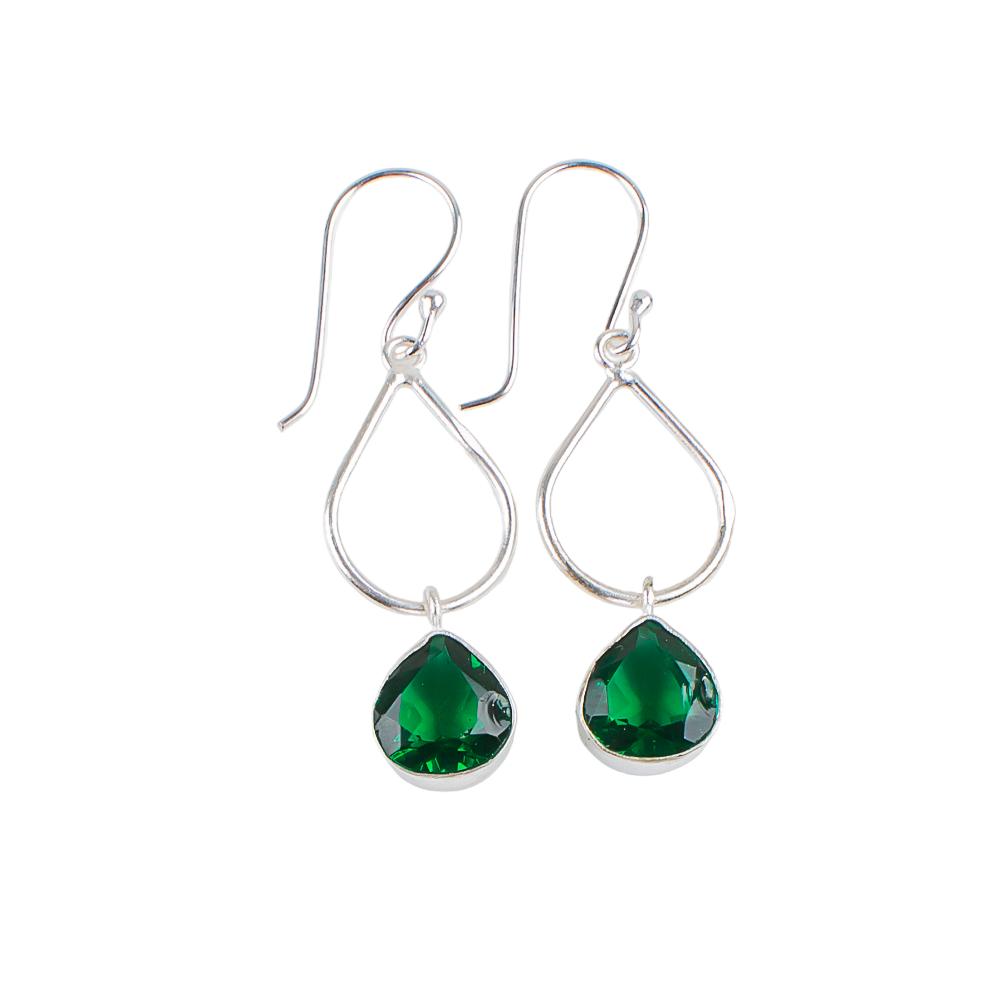 Chrome Diopside Gemstone 925 Sterling Silver Jewelry Handcrafted Earrings 1.90" EE-19-2
