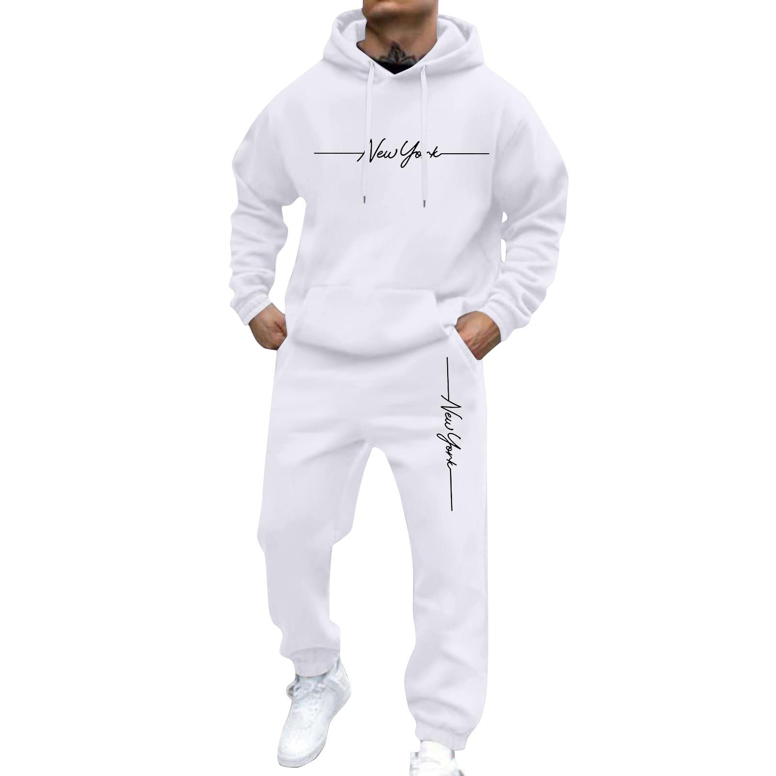 

Чоловічий спортивний костюм Чоловічий однотонний повсякденний спортивний костюм Костюм світшота XXXL білий
