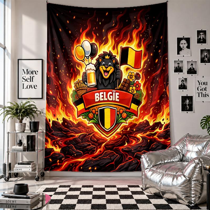 Belgium Football Wall Tapestry Home Decor Wall Hanging Cloth for Bedroom Living Room Background