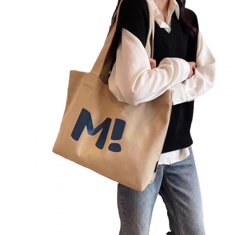 New Fashion Simple Cute College Style Canvas Women's Bag College Students Go Out Casual All-match Shoulder Bag Simple Class Tailoring Bag