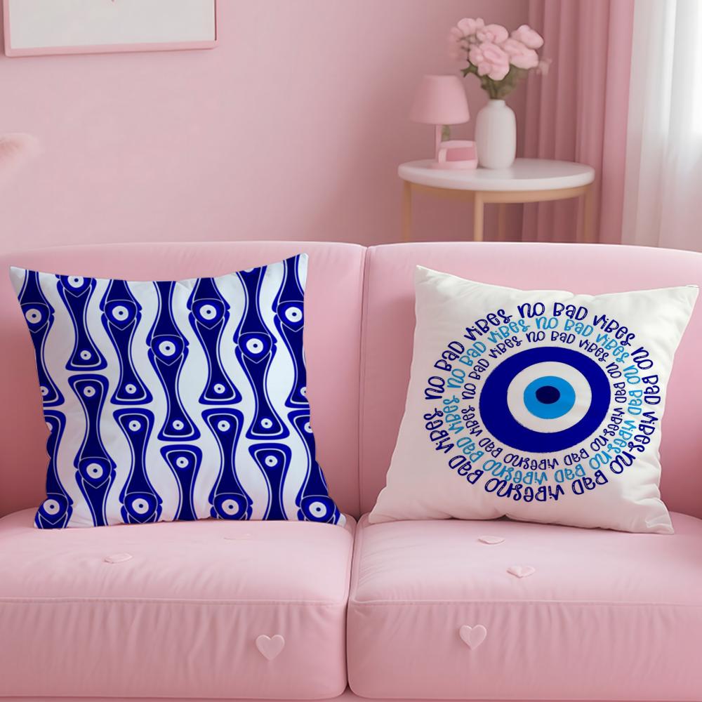 Klassisches Thema Böser Blick Symbol Kissenbezug Weich & Leicht zu Waschen Kissenhülle – Vielseitig für Sofa, Bett, Reise und Büro