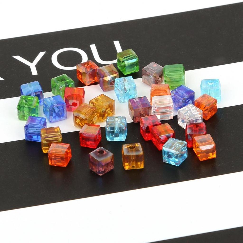 2-8mm Mixed Color Square Glass Crystal Beads for Handmade DIY Jewelry and Necklaces