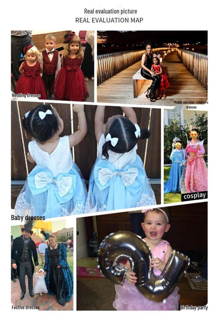 Girls' Alice in Wonderland Pleated Lace Princess Dress