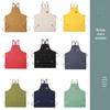 Double-Strap Canvas Apron for Kitchen, Housework, Gardening, or Milk Tea Shop Tasks