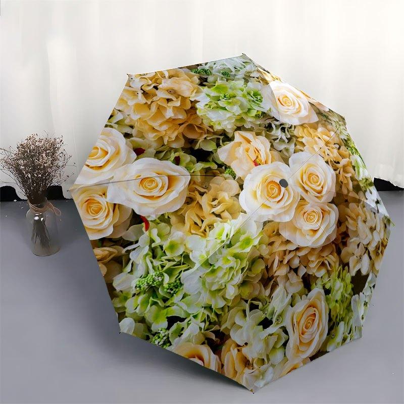 Floral Wall Decor: Elegant Rose&Hydrangea Arrangement for Home or WeddingUmbrella with Cute Design,Portable 3-Fold Compact Umbrella for Men&