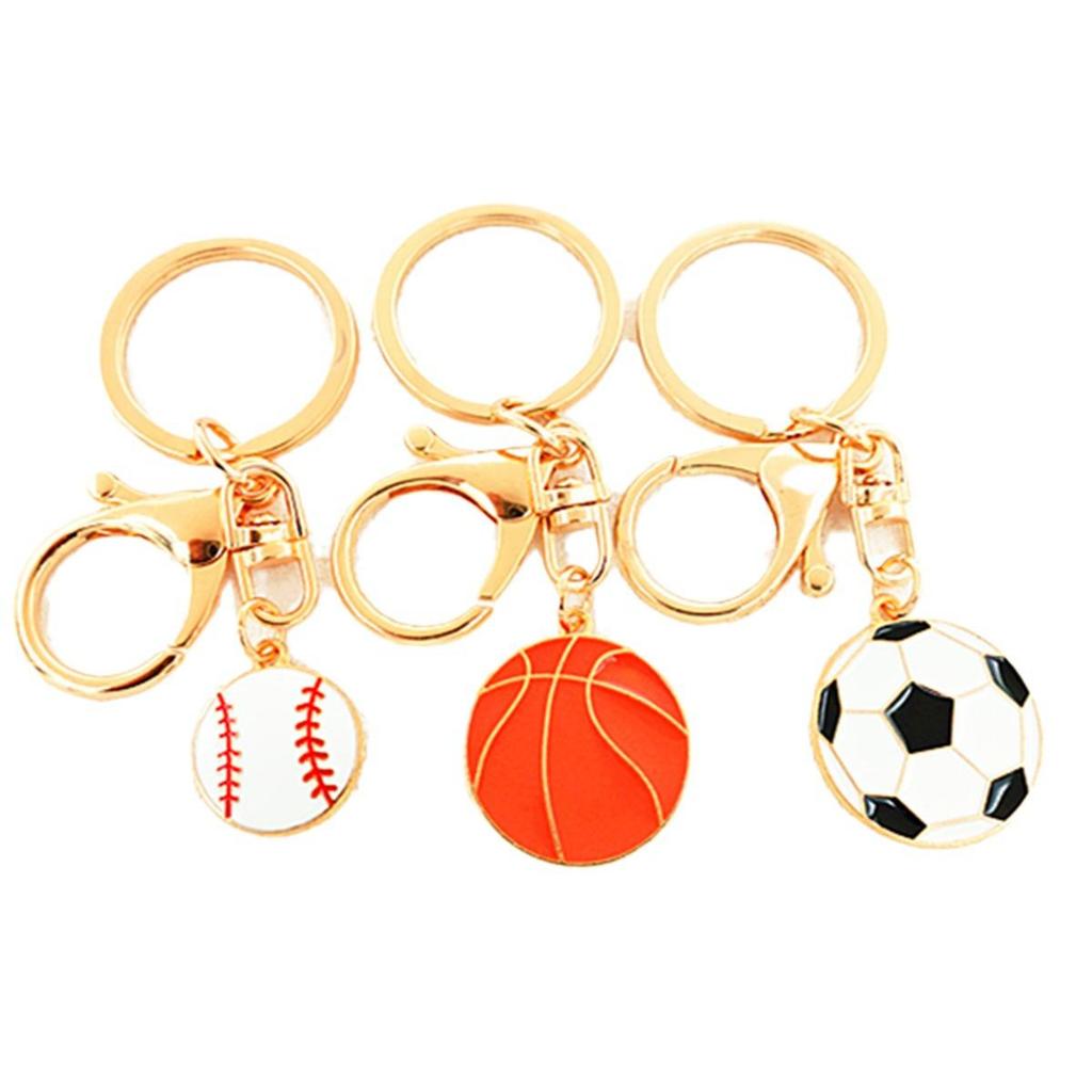 Korean Alloy Basketball Pendant Keychain with Lobster Clasp - Gold Sports Gift for Dad