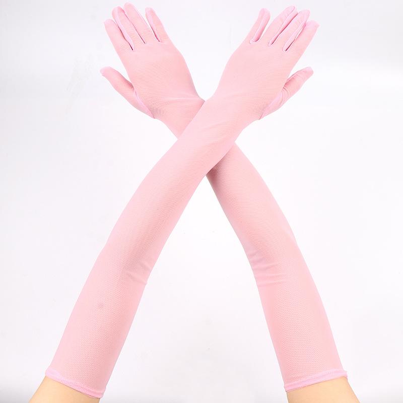 55CM Sexy Lace Thin Hollow Transparent Long Gloves Breathable Net Yarn Women Man Stage Performance Party Cosplay Elasticity