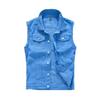 Trendy Men's Denim Vest: Slim Fit Sleeveless in Sky, Lake, and Royal Blue – Plus Size Casual Top for Spring, Summer, and Autumn.