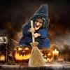 Mini Witch Dollhouse Broom Set Decorative Small Broom for Halloween Christmas Display Ornament Party Craft Decoration