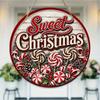Vintage Candy Theme Festive Winter Wall Sign Round Wooden Hanging Plaque Home Decor Wall Art Christmas Party Supplies Front Door Ornament