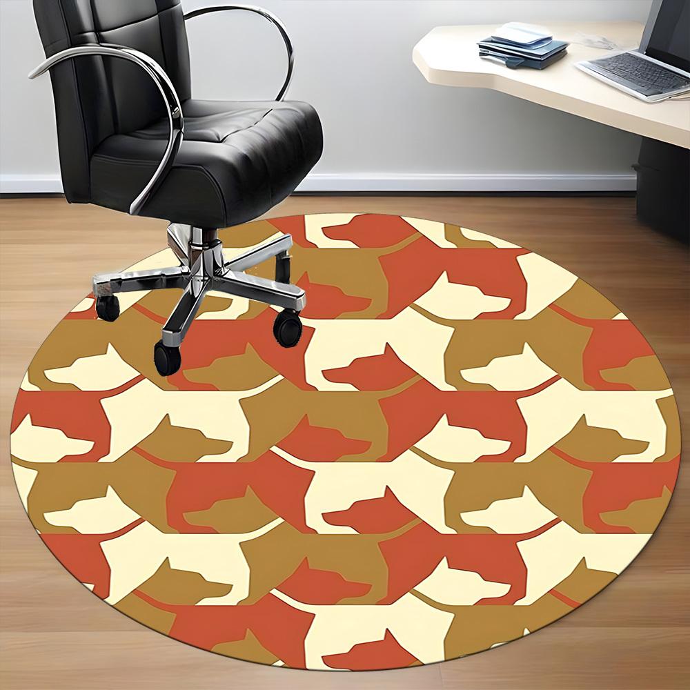 1pc Dogs Pattern Office Round Area Rug, Indoor Mat Suitable For Office, Under Office Chairs Bedroom Living Room Home Decor, Room Deco 103