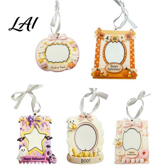 Autumn Home Decor Mini Halloween Picture Frame Small Cute Ghost Pumpkin Photo Frame Ornament Children Room Decoration Decorative Postcard Holder for