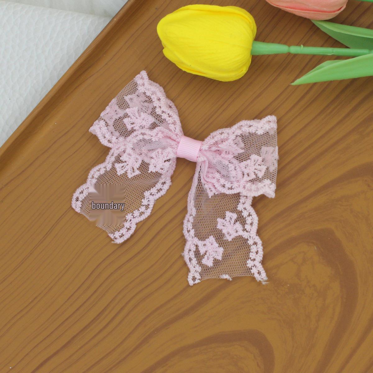 Korean Bow Lace Hair Clip for Women - Sweet Princess Style Hair Accessory розовый
