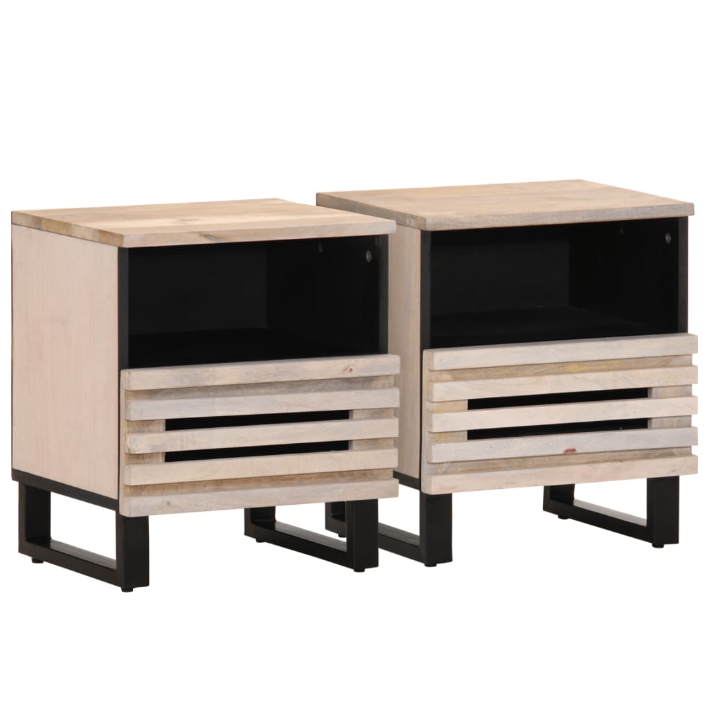 Nightstands 2 pcs. 40 x 34 x 46 cm Bleached Solid Mango Wood