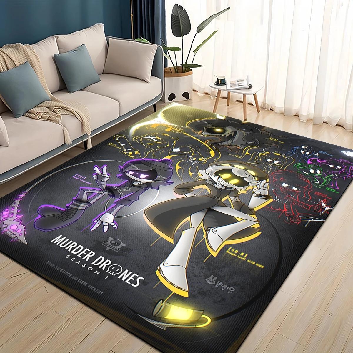 Murder Drones 3D Print Cartoon Uzi V J Robot Gift Carpet Rug for Living Room Bedroom Home Sofa Decoration,kid Non-slip Floor Mat 40x60cm( 15x23in )