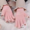 Soft Touch Screen Plush Knitted Gloves Warm Panda Fluffy Mittens Open Finger Letter Cute Velvet Gloves Student