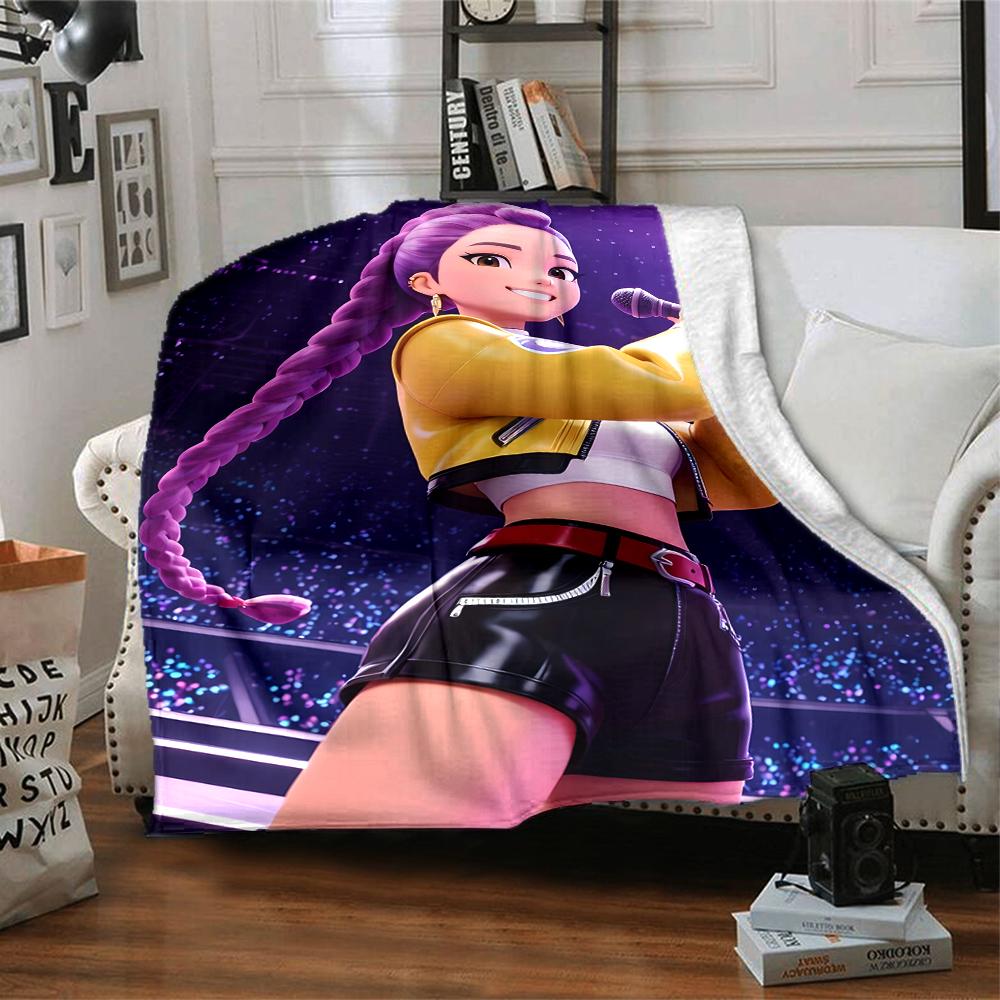 1pc KPop Demon Hunters RUMI5 Blanket, Gift, for Men and Women, Soft Blanket, Good for Sofa Bed Couch Travel, Lightweight Flannel Blanket