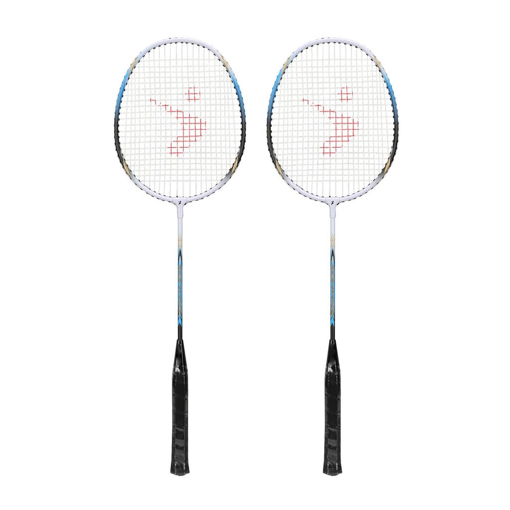 1 Pair Blue Badminton Racket Set Aluminum Alloy Comfortable Hand Grip Non Slip Badminton Racquet Kit