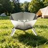 Portable Campfire Stove & Foldable Grill: Stainless Steel Lotus Stand for Outdoor Cooking & Boiling Tea