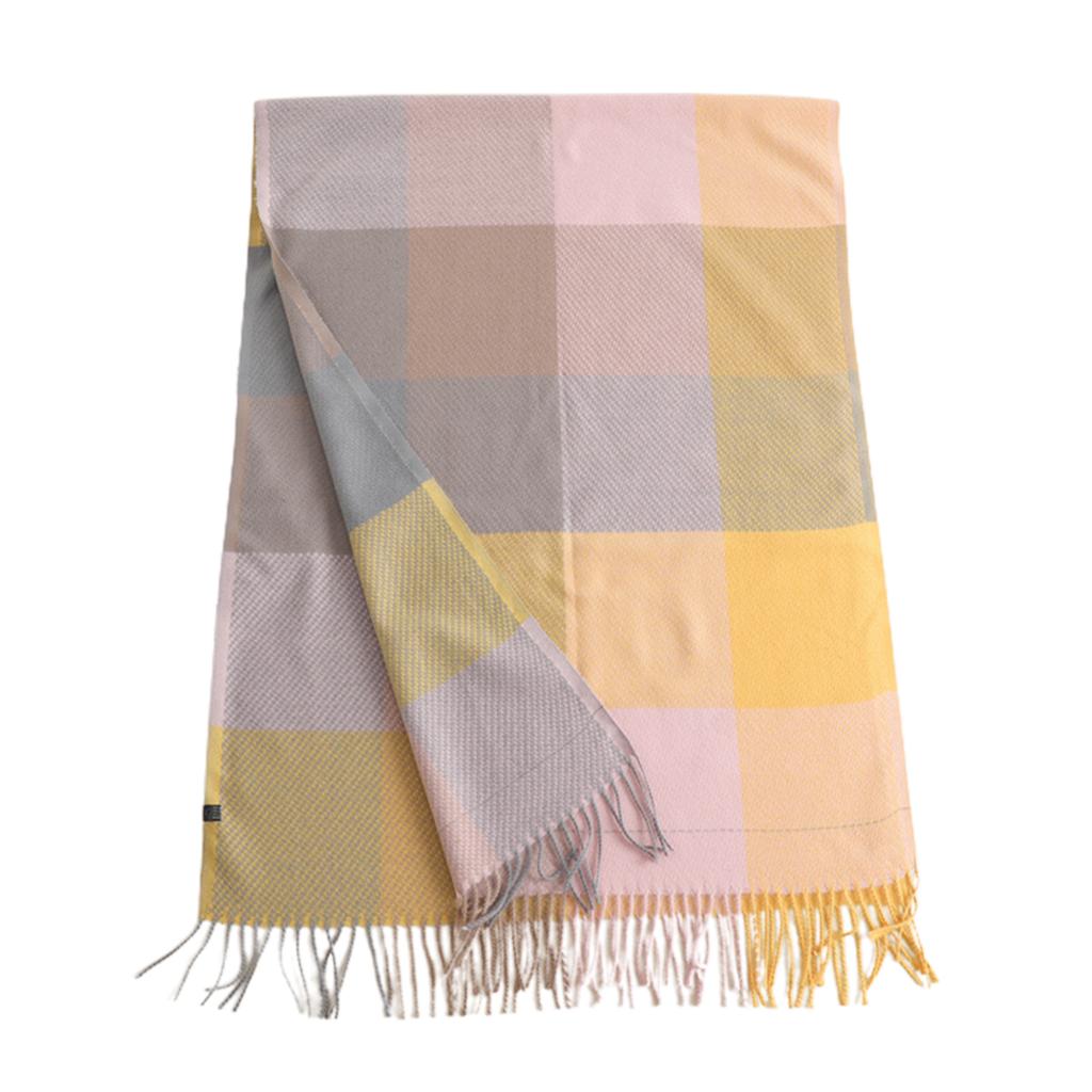 Colorblocking Fringe Soft Scarf Casual Polyester Faux Cashmeres Hundred Tassel Scarf Winter Warm Plaid Scarf Multiple Uses Shawl