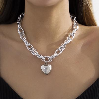 Hip Hop Thick Cross Chain With Heart Pendant Necklace for Women Chunky Short Choker Necklace Collar 2026 Fashion Jewelry On Neck