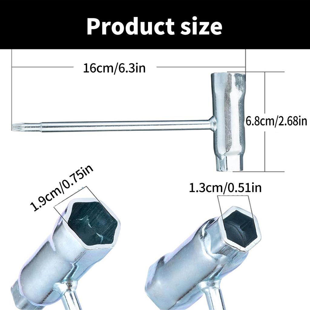 4Pcs Ergonomic Spark Plug Socket Wrench 13mm-19mm Stainless Steel Spanner Remover for Gasoline Chainsaw Brush Cutter