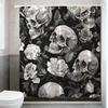 Flowers & Skull Shower Curtain - Durable Polyester, All-Season Modern Home Decor, Includes 12 Hooks, Ideal Bathroom Gift