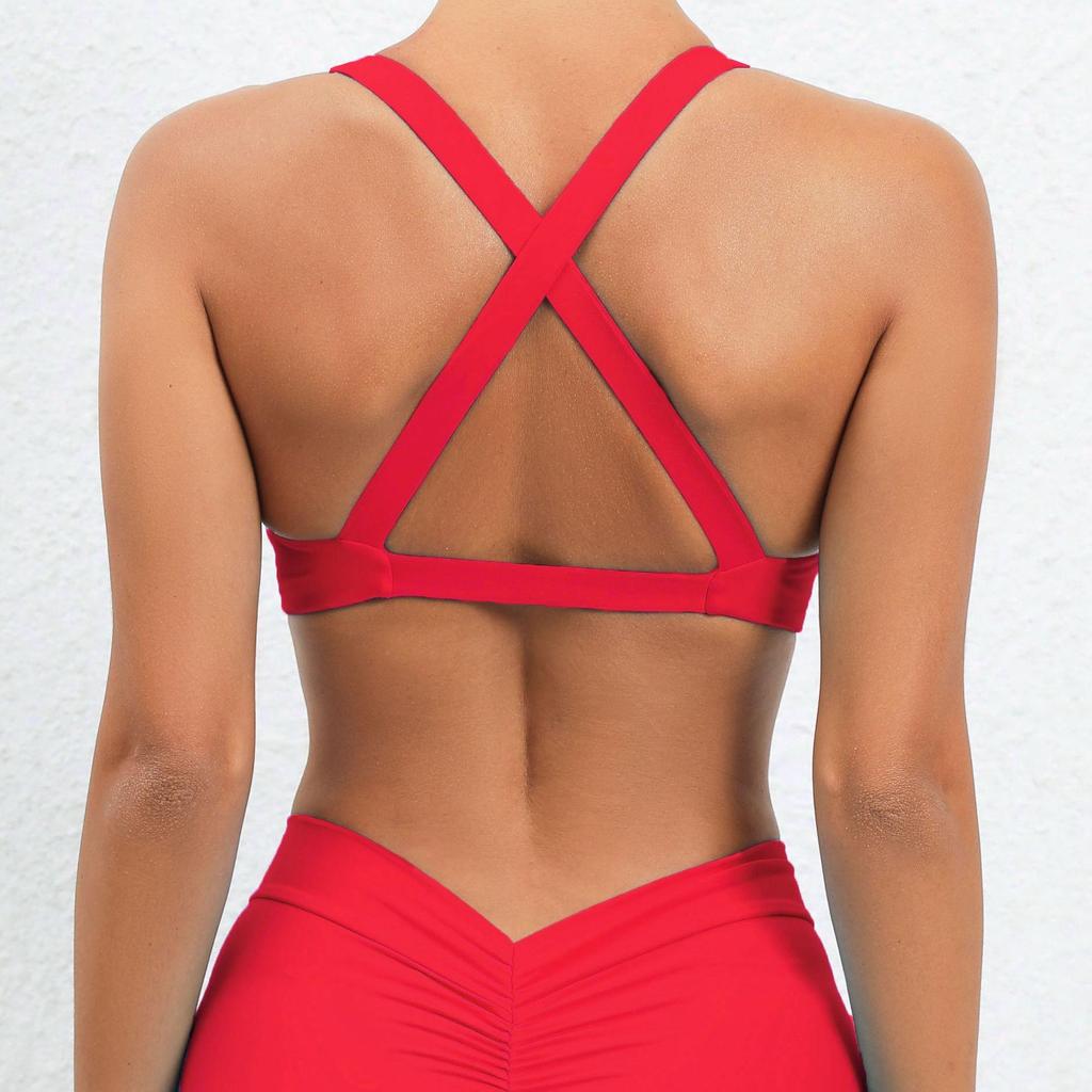 Women's European & American Style Sports Bra: Shockproof Running & Yoga Vest with Chest Pad, Stylish Back Design