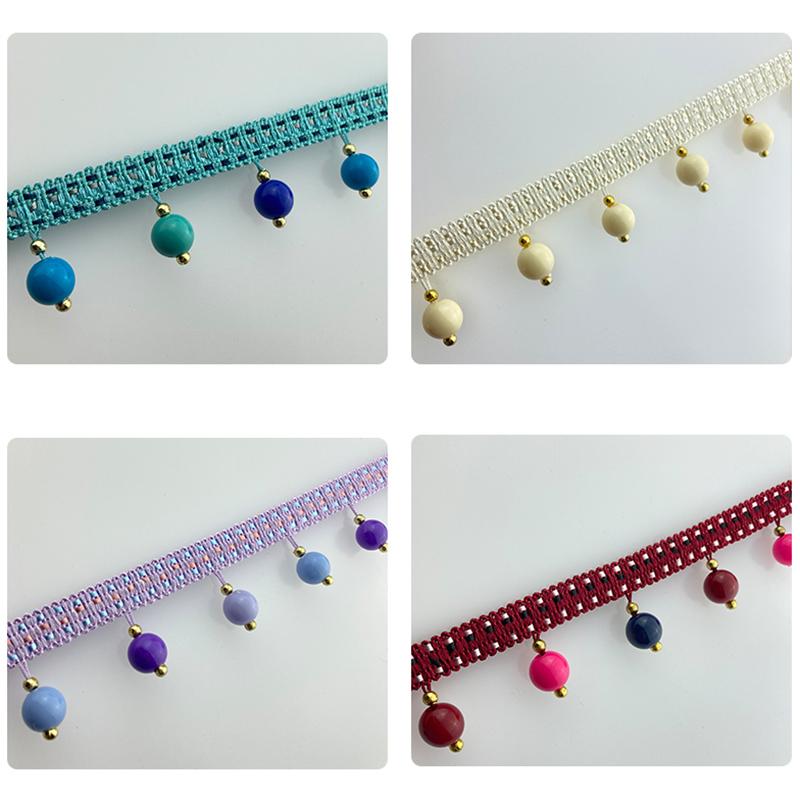 12M Curtain Beaded Tassel Lace Trim Cheap DIY Curtain Sewing Tassel Pompom Ball Edge Fringe Upholstery Decor Accessories