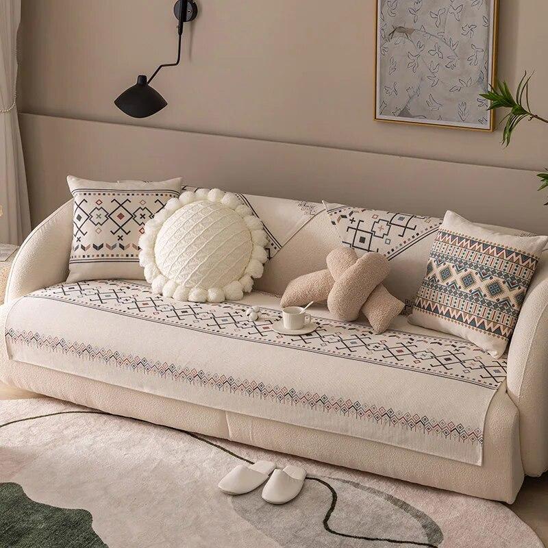 

Ретро диванные подушки четыре сезона универсальный задний чехол для полотенец ткань с защитой от кошачьих царапин нескользящий летний хлопковый льняной чехол для дивана 65x70cm 1pcs