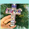 Schönes handbemaltes Harzkreuz Jesus Sieben Segnungen Feiertagsornament für Weihnachten