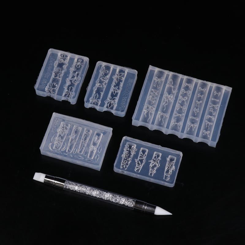 2/3ks Reliéfní lilie Květiny Nehtová Rytina Forma 3D Silikonové Hibiscus Květiny Lístky Modelovací Šablony Čirá Pryskyřice Epoxidové Nehtové Nástroje