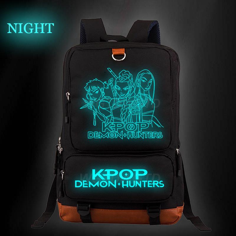 KPop Demon Hunters Demon Hunters Korean Version Double Shoulder Luminous Bag Cross-border Fashion Primary and Secondary School School Bag
