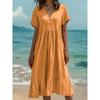 DICFY Women's Fashion Summer Spring Solid Color Print V-Neck Short Sleeve Casual Dresses