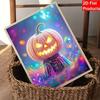 Pearl Painting DIY Kit Spooky Pumpkin Design Frameless Bead Art Canvas Relaxing Craft Gift for Halloween Lovers