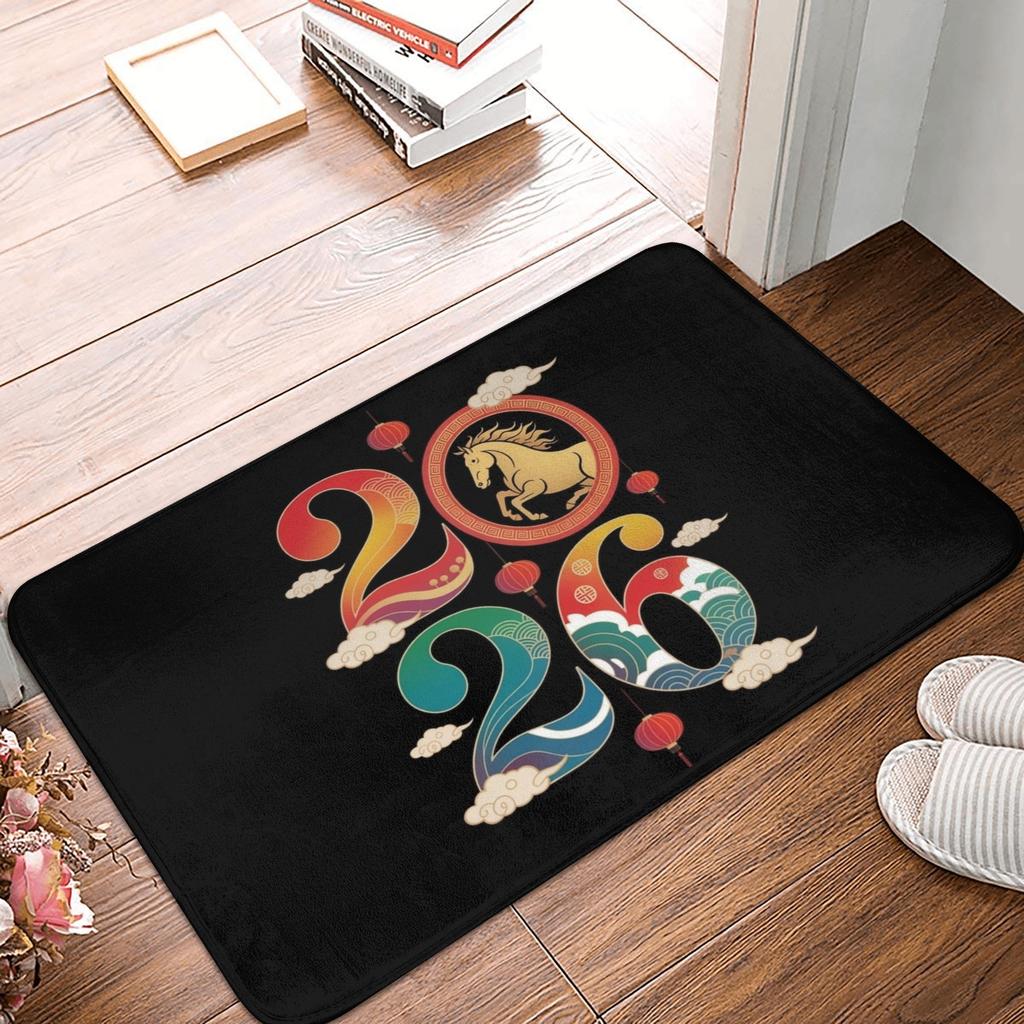2026 Red Horse Pattern New Year Gift Door Floor Kitchen Bathroom Mat Anti-Slip Outdoor  Doormat Living Room Entrance Carpet Rug